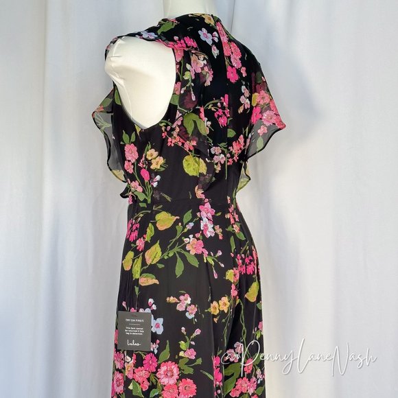 NWT Lulu's Blooming Love Floral Print Ruffled Jumpsuit Black - Picture 12 of 15